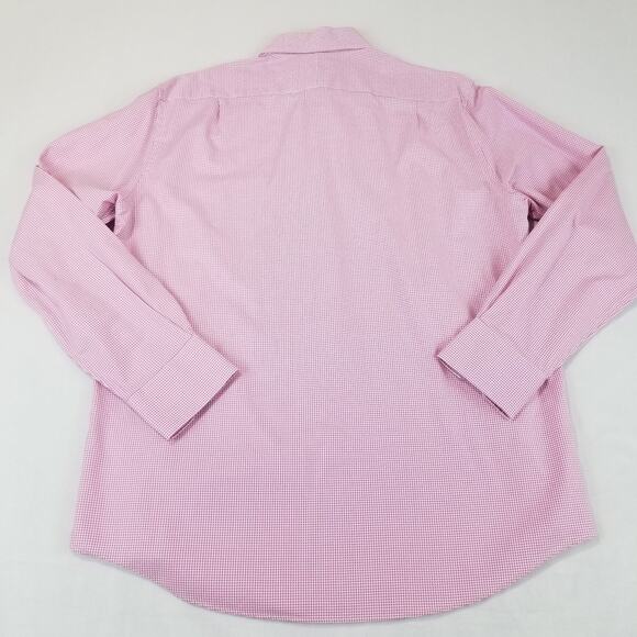 Tommy Bahama Shirt Mens Large 16 34/35 Pink Houndstooth Long Sleeve ST310692 - Picture 2 of 11